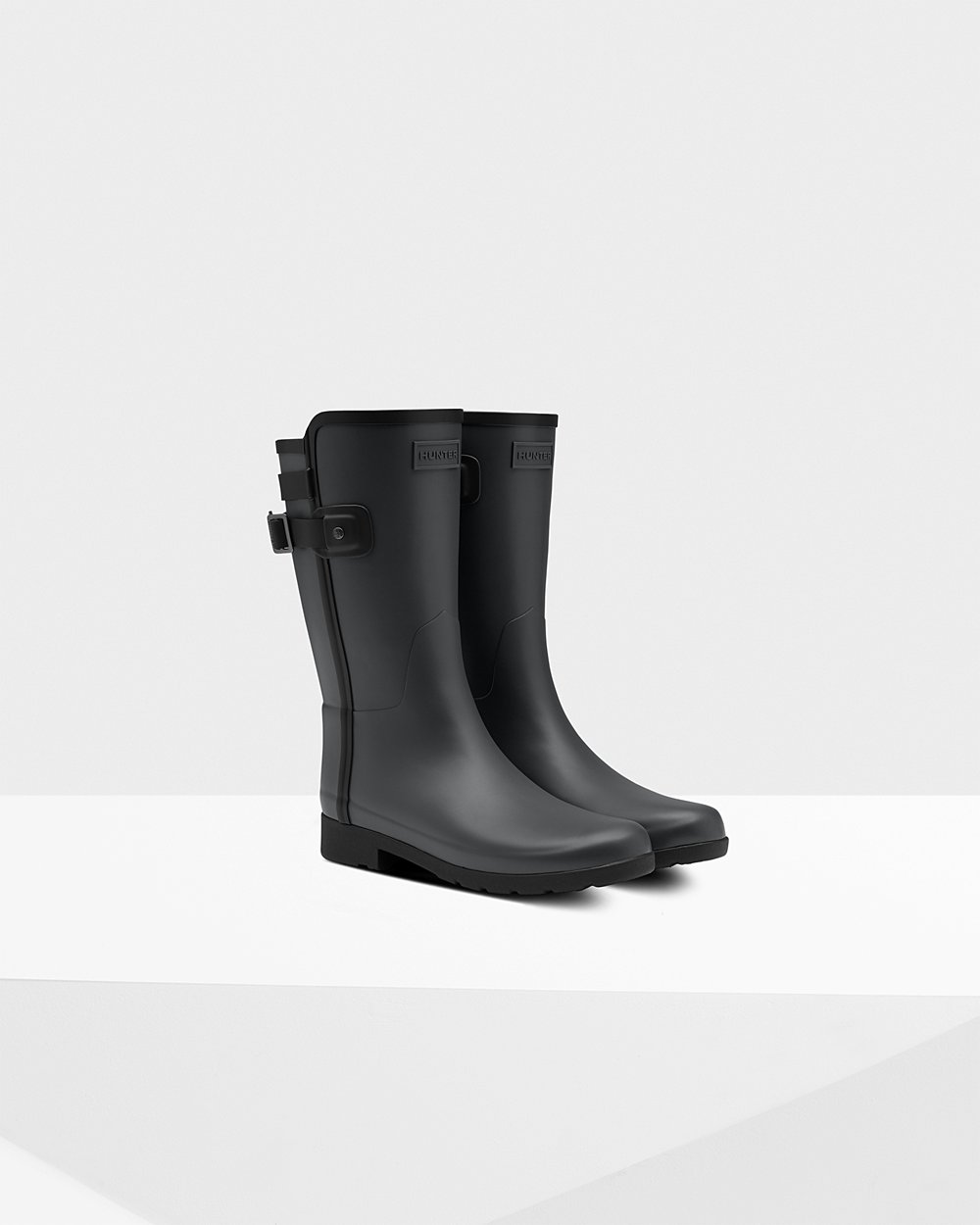 Womens Hunter Refined Slim Fit Contrast - Short Rain Boots Black - 3657-SUWVB